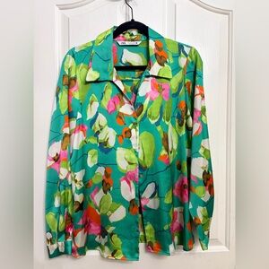 Zara Floral Print Blouse with Multicolor Accents
